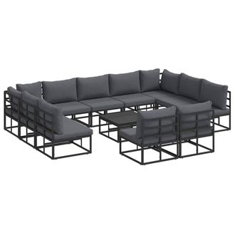 Berkfield Home Garden Sofa Set 12 pcs Black 70 x 70 x 32 cm Aluminium