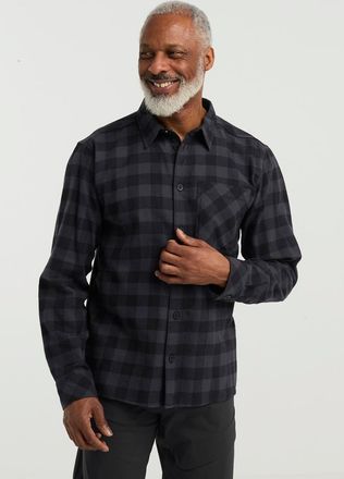 Jack Wolfskin Flanellhemd JACK WOLFSKIN LITE FLANNEL SHIRT M, Herren, Gr. XXXL (60), Normalgr&ouml;ssen, schwarz (checkschwarz), Obermaterial: 100% Baumwolle, Hemden Fla
