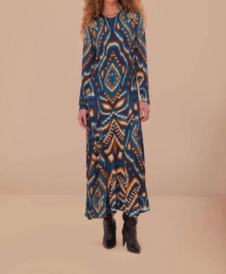 Farm Rio Pineapple Ikat Maxi Dress In Blue