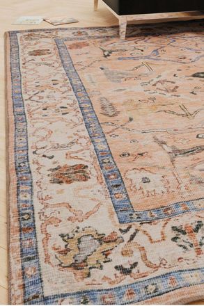 Kukoon Taupe Distressed Soft Washable & Liquid Repellent Living Room Area Rug in Peach | Size: 160 cm x 230 cm