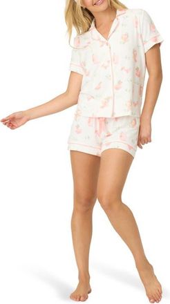 PJ Salvage Paloma Mama Short Pajamas & Headband Set in Ivory at Nordstrom, Size X-Small