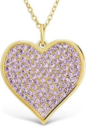Sterling Forever Amethyst & Cubic Zirconia Heart Pendant Necklace in Gold at Nordstrom