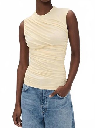 A Gold E Ester Twist Tank Top In Lemon Drop