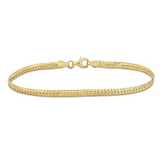 Amour 3mm Herringbone Bracelet In Yellow Plated Sterling Silver 7.5 In