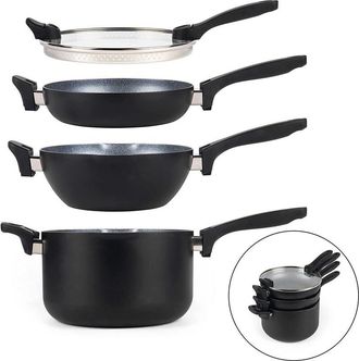 Russell Hobbs Juego De 4 Sartenes Apilables De M&aacute;rmol Met&aacute;lico Russell Hobbs Rh01840eu7