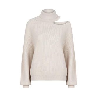 Dante6 Asymmetrische Wol-Modal Trui - Dames - Truien - Beige - Maat: XS Wol