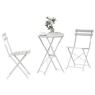 Berkfield Home Traditional 3-Piece Beige Steel Folding Bistro Set