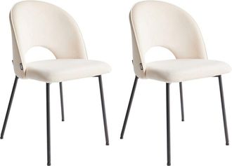 Beliani Beliani - Conjunto De 2 Sillas De Comedor De Tela Beige Claro Patas Negras Glamour Covelo