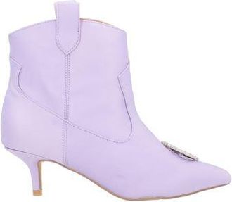 Gaëlle Paris Satin Rhinestone Ankle Boots for Women in Lilac with Stiletto Heel