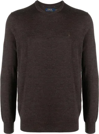 Polo Ralph Lauren Polo Pony-embroidered wool jumper - men - Wool - L - Brown