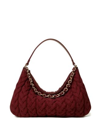 Twin-Set cable-knit chain-detail shoulder bag - Red
