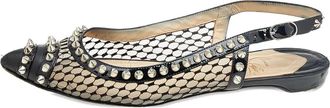 Christian Louboutin patent leather studded slingback ballet flats - Black