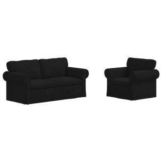 vidaXL Juego De Sof&aacute; 2 Uds. Negro Tela Vidaxl