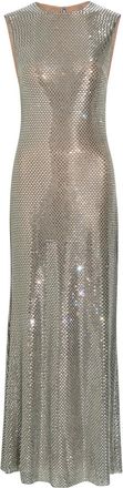 Self Portrait Crystal-embellished Mesh Maxi Dress - Grey - 12 (UK12 / M)