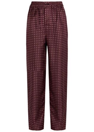 Saint Laurent Patterned Silk Trousers - Bordeaux - 42 (UK14 / L)