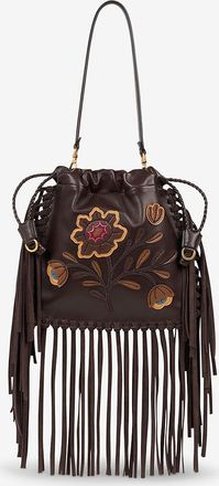 Etro Nappaledertasche mit Fransen und Blütenstickereien Kalispera Small