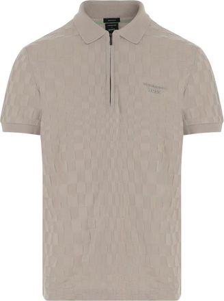 HUGO BOSS Polo in cotone con motivo a scacchi - - Tops - Uomo - Beige - S