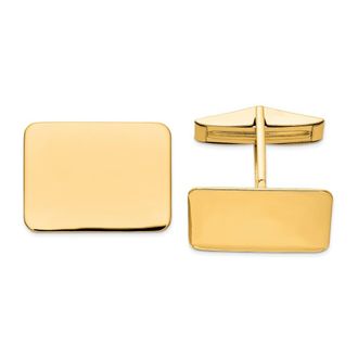 Diamond2Deal 14K Yellow Gold Rectangular Mens Cuff Links