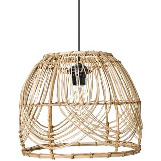 Beliani L&aacute;mpara Colgante Boho Elegante Pantalla De Rat&aacute;n Estructura De Hierro Tejida A Mano Iluminaci&oacute;n Natural Postrero