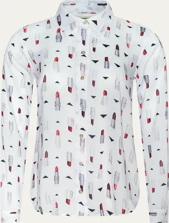 L'agence Holly Lipstick Button-Front Blouse