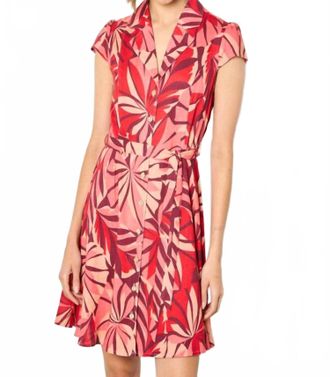 Apricot Layered Tropical Button Dress