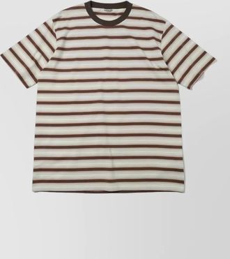 Auralee cotton stripe pattern short sleeve t shirt