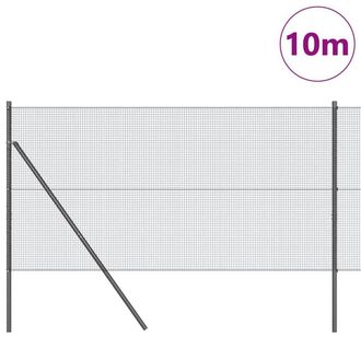 Berkfield Home Modern Welded Wire Fence with 7 Posts Grey 1.2x10 m Steel