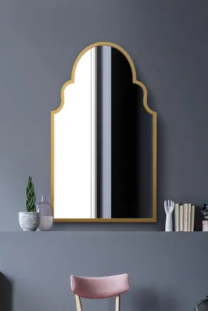 MirrorOutlet Gold Metal Framed Arched Wall Mirror 41 X 24 (104CM X 61CM) | Size: 1 Pack