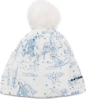 Rossignol pompom-detail printed beanie - women - Acrylic/Recycled Polyester - S - White