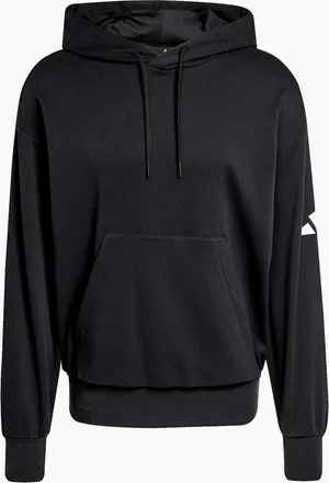 adidas Mens Hooded Neck Oversize Fit Sweatshirt with Kangaroo Pocket - Black/Multi - Size: 36