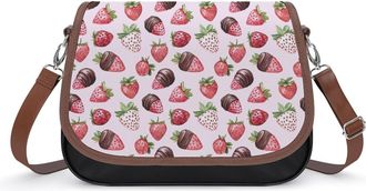 Generic Strawberry Chocolate Crossbody Bag Womens Handbag PU Message Bags Shoulder Purse with Adjustable Strap