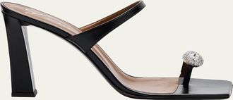 Giuseppe Zanotti Crystal Jewel Thin Strap Leather Sandals