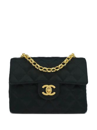 Chanel 1990 mini quilted chain shoulder bag - women - Satin - One Size - Black