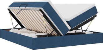 vidaXL Cama Con Almacenamiento Y Colch&oacute;n Azul 180 X 200 Cm Poli&eacute;ster Vidaxl