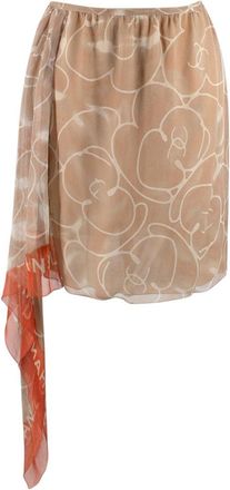 Chanel Vintage Silk Chiffon Camellia-Print Skirt Size S