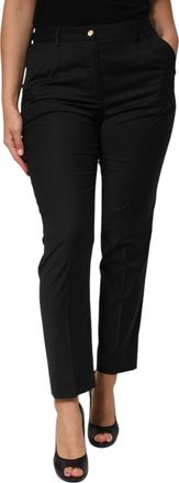 Dolce & Gabbana Black Polyester Tapered Women Trouser Pants Wool Elastane