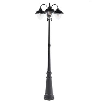 Beliani Farola De Jard&iacute;n Moderna 3 Luces L&aacute;mpara Poste Camino Exterior Aluminio Material Sint&eacute;tico Negro Banka
