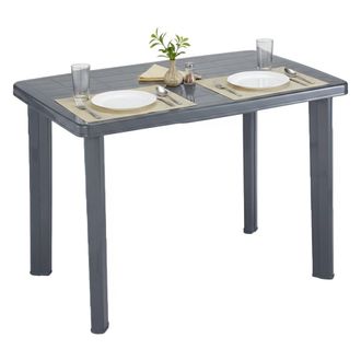 Dmora Mesa De Exterior Pinedale, 6 Asientos, Longitud M&aacute;x. 101 Cm Hecho En Italia, Acabado Suave, 101x68x72h Cm Negro Antracita