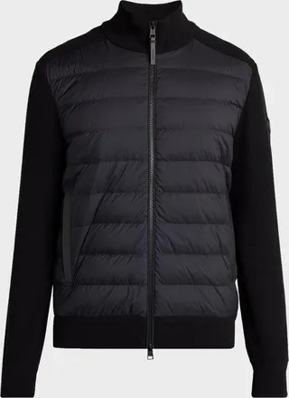 Moncler Men & apos;s Padded Cr&ecirc;pe Cotton Full-Zip Cardigan
