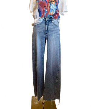Flying Monkey Womens High Rise Raw Hem Jean In Light Wash