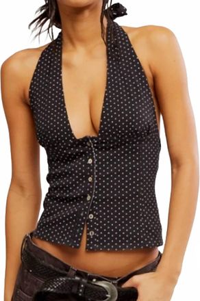 Free People Ramona Printed Halter Top In Black Combo