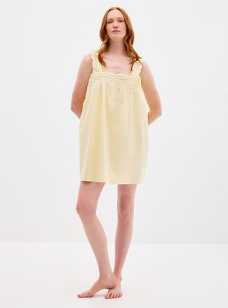 Miiyu Womens Broderie anglaise trim poplin nightie
