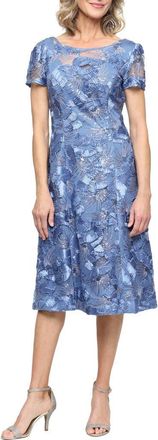 Alex Evenings Sequin Floral Cocktail Dress in Brush Periwinkle at Nordstrom, Size 14