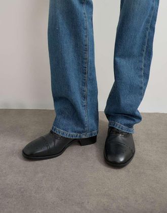 Topshop x Talia Byre brogue premium in vera pelle nere-Nero