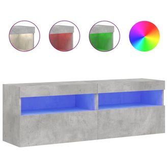 Berkfield Home TV Wall Cabinets with LED Lights 2 pcs Concrete Grey 60x30x40 cm | Size: 60 x 30 x 40 cm