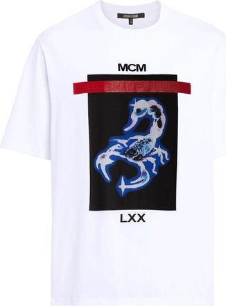 Roberto Cavalli Optic White Absent Future Scorpion T-Shirt, Size Medium