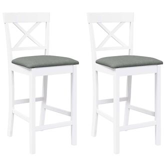 vidaXL Taburetes De Bar Con Cojines, 2 Unidades, Madera Maciza Blanca, Goma Vidaxl