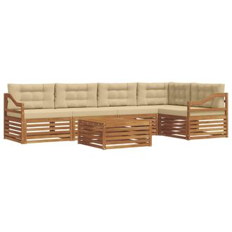 vidaXL Conjunto De Sof&aacute;s De Exterior Con Coj&iacute;n 6 Pcs Natural Y Beige Vidaxl