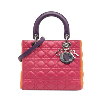 Dior Pre-owned Womens Lady Quilted Tophandle Bag - Poppy Leather - One Size