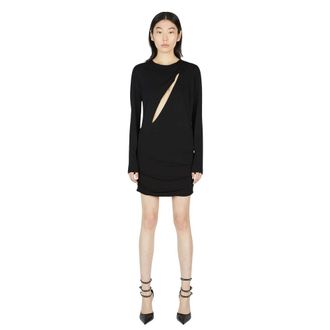 Versace Party Dresses, female, Black, Size: XS Slashed Mini Dress